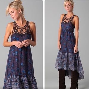 Free People Native Rose sheer high low dress - 0